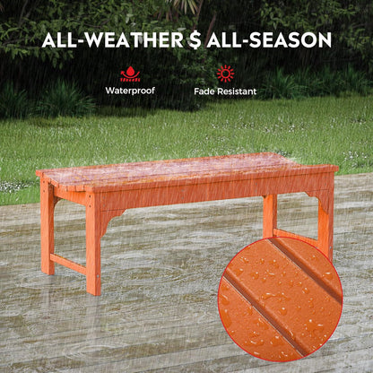 Outdoor Benches Weatherproof, All Weather Resistant Park Bench Poly Lumber Backless Garden Bench Seat for Entryway Front Porch, Orange