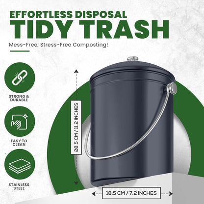 Utopia Kitchen Compost Bin for Kitchen Countertop, 1.3 Gallon Compost Bucket for Kitchen with Lid, Includes 1 Spare Charcoal Filter (Dark Purple)