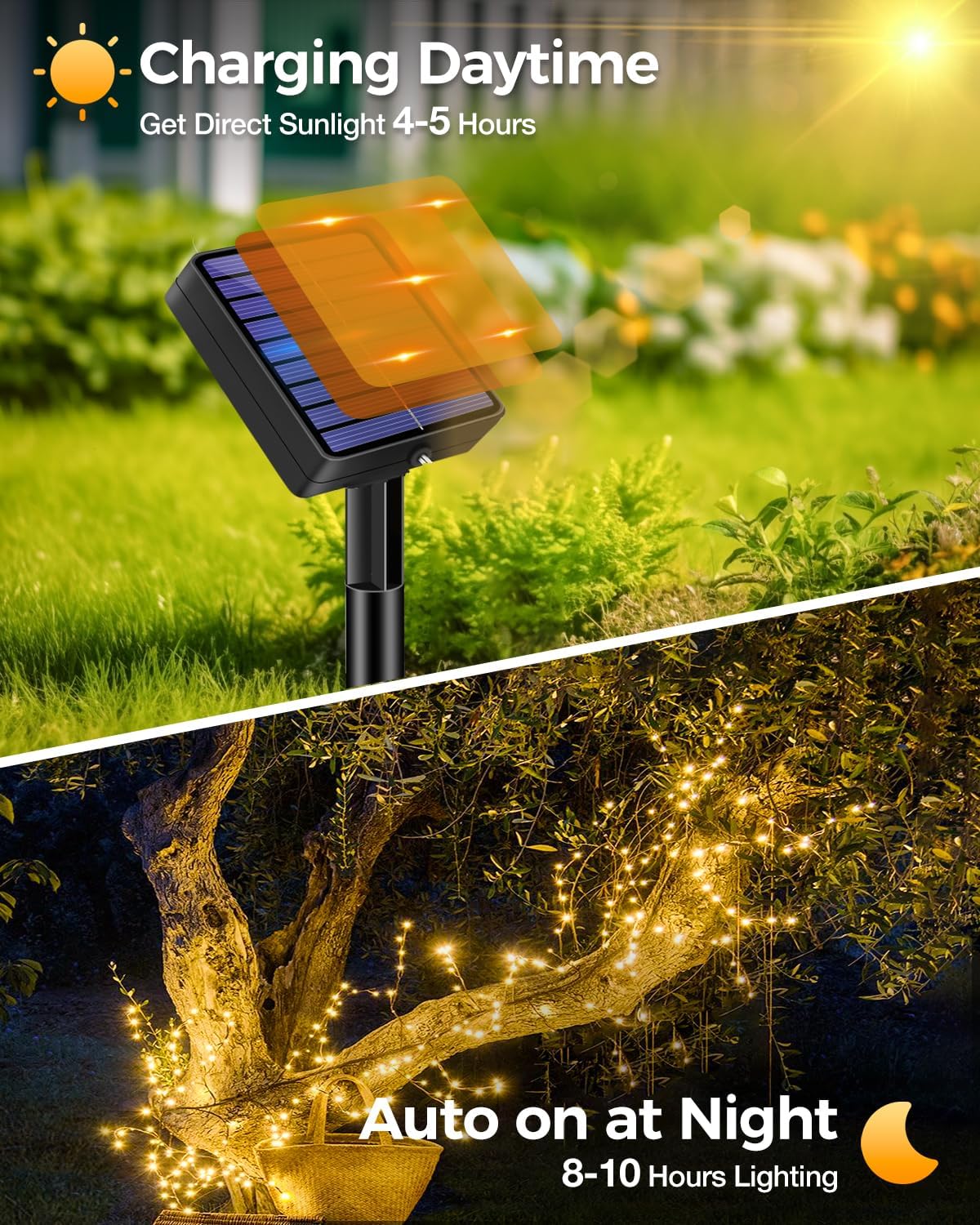 3 Pack Solar Fairy Lights for Outside Waterproof, Total 147FT 450 LED Solar String Lights Outdoor 8 Modes Solar Twinkle Lights for Garden Yard Christmas Tree Wedding Party Decor, Warm White