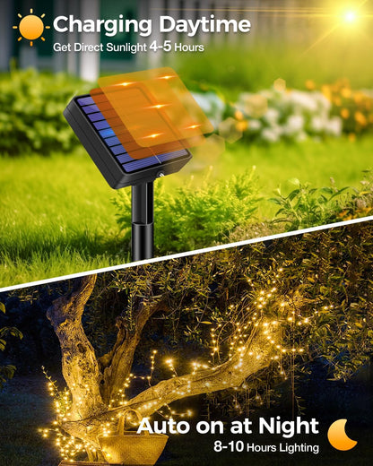 3 Pack Solar Fairy Lights for Outside Waterproof, Total 147FT 450 LED Solar String Lights Outdoor 8 Modes Solar Twinkle Lights for Garden Yard Christmas Tree Wedding Party Decor, Warm White