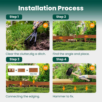 Corten Steel Edging 5 Inch 10 Packs Steel Landscape Edging 40 Inch Strips Hammer in Landscape Edging Metal Garden Edging Landscaping for Yard Lawn Outdoor Flower Plant by GZGNEEVL