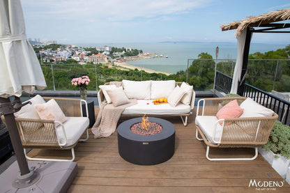 AMS Fireplace | Modeno | Venice | Firepit Table | Cover and Lava Rocks Included | (Fuel: Liquid Propane - Black)