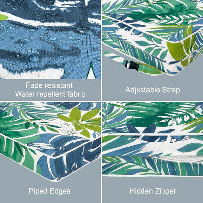 LVTXIII Patio Chair Cushions 22"x22"x3", Water-Repellent Outdoor Seat Cushions for Patio Furniture, Square Chair Pads with Ties for Home Garden Decoration, Set of 2, Islamorada Blue Green