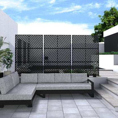 Metal Privacy Screen Outdoor 72" H×47" W,Freestanding Decorative Privacy Screen for Balcony Yard&Garden,Privacy Fence-Black&Arrow