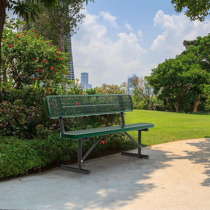6FT Benches for Outside, Heavy-Duty Green Outdoor Garden Bench with Back, Metal Park Bench, Commercial-Grade Seating,Industrial Bench Patio Bench Furniture for Beach Yard School Shopping Centers