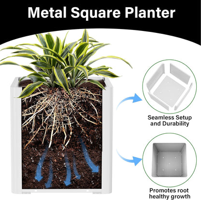 Large Square Planter for Outdoor Plants 20" L x 20" W x 20" H,Metal Planters for Outdoor Plants,Cube Planters with Drainage Hole for Porch/Patio/Garden