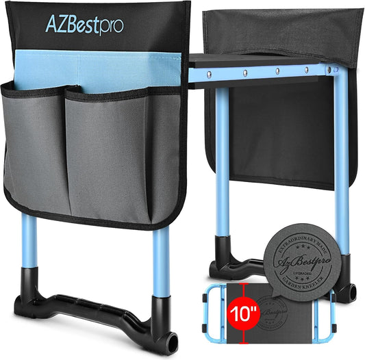 Garden Kneeler and Seat, Upgraded Foldable Heavy Duty Gardening Stool - Widened to 10" Stable Wear-Resistant Prevent Knee and Back Pain, Bench High-End 2 Large Tool Bags Gift for Men Women