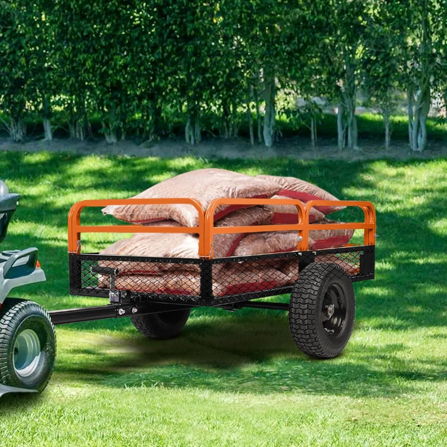 Heavy Duty Steel Dump Cart,1500 Lbs Utility Garden Cart with Wheels,15 Cubic Feet Garden Utility Trailer with Removable Sides,Hand Pull or Foot Pedal Dump Cart for Atvs, Utvs Lawn Garden Tractors