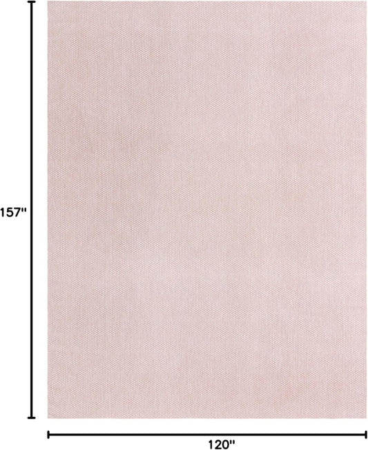 Unique Loom Collection Casual Transitional Solid Heathered Indoor/Outdoor Flatweave Area Rug (10' x 13' 1" Rectangle, Whisper Pink/Ivory)