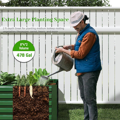 8x4x2 ft Outdoor Raised Garden Bed, Large Metal Planter Raised Beds, Planters for Outdoor Plants for Vegetables, Flowers, Herbs, Fruits, and Succulents.(4 Pcs)