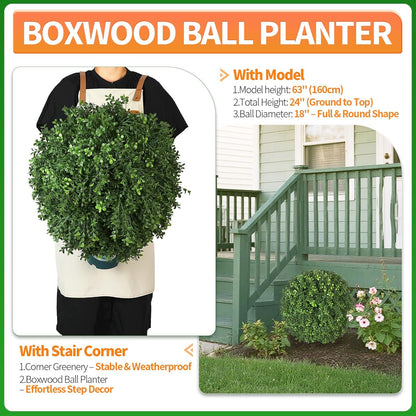QIANYUN Artificial Topiary Trees Outdoor – 18 Inch Fake Boxwood Plants, UV Resistant Faux Shrubs for Outdoor/Indoor Decor, Perfect for Porch, Garden, Backyard