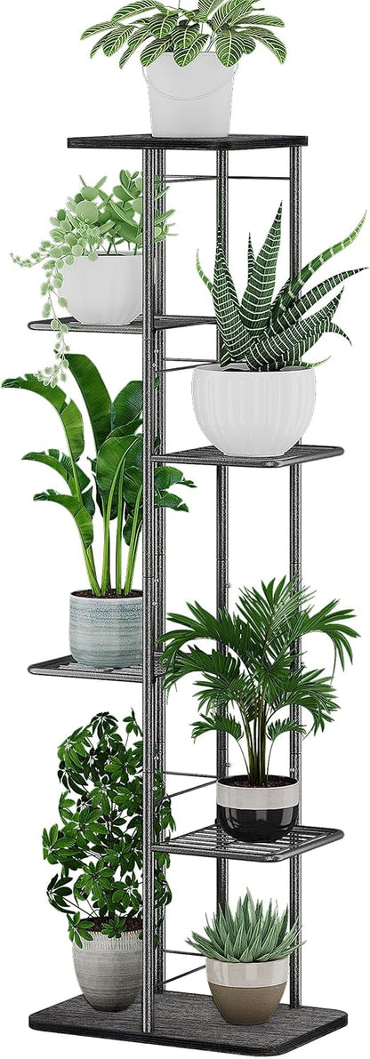 Simple Trending Plant Stand Shelf Indoor Outdoor Waterproof, 6-Tier 7 Potted Heavy Duty Metal Tall Flower Holder for Multiple Corner Display