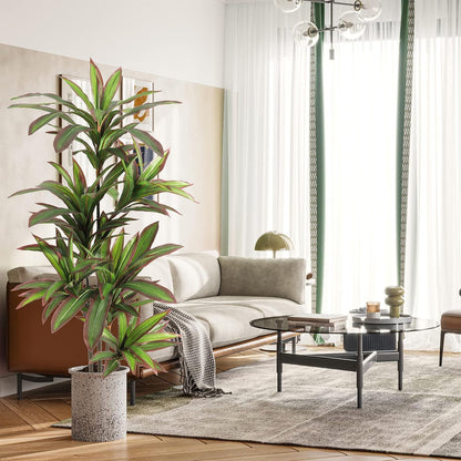 VIAGDO Dracaena Silk Plant Artificial 5ft Faux House Plants with Red Leaf Margin Fake Yucca Palm Trees in Pot Realistic Dragon Tree for Living Room Home Office Decor Indoor Outdoor