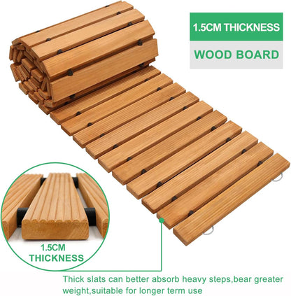 RELIANCER 12' Wooden Garden Pathway,Outdoor Roll Out Cedar Straight Walkway,Patio Path Decorative Garden Boardwalk Walkways,Weather-Resistant Roll Up Beach Wood Road Floor,Wedding Party Pathways