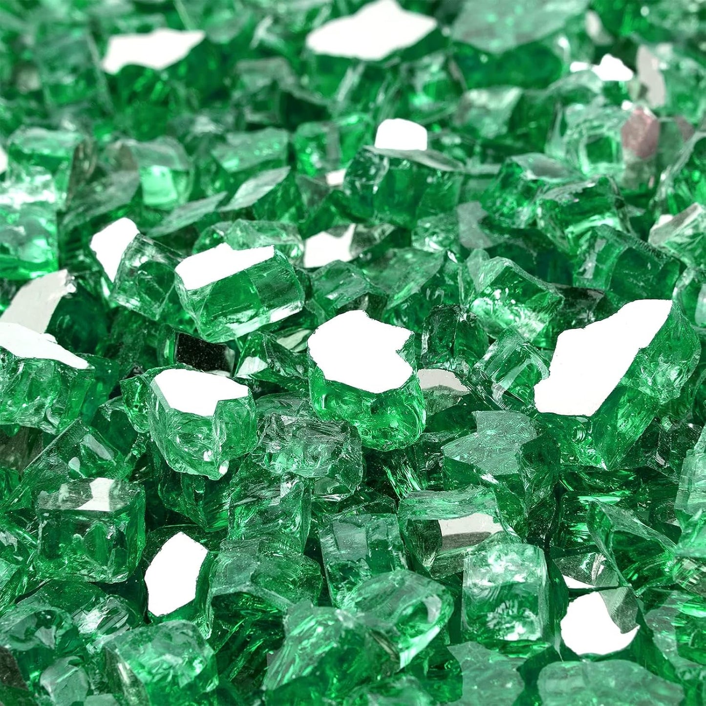 Mr. Fireglass 10 Pounds Fire Glass - 1/2 Inch High Luster Reflective Tempered Glass Rocks for Fireplace Fire Pit Table and Landscaping, Light Green