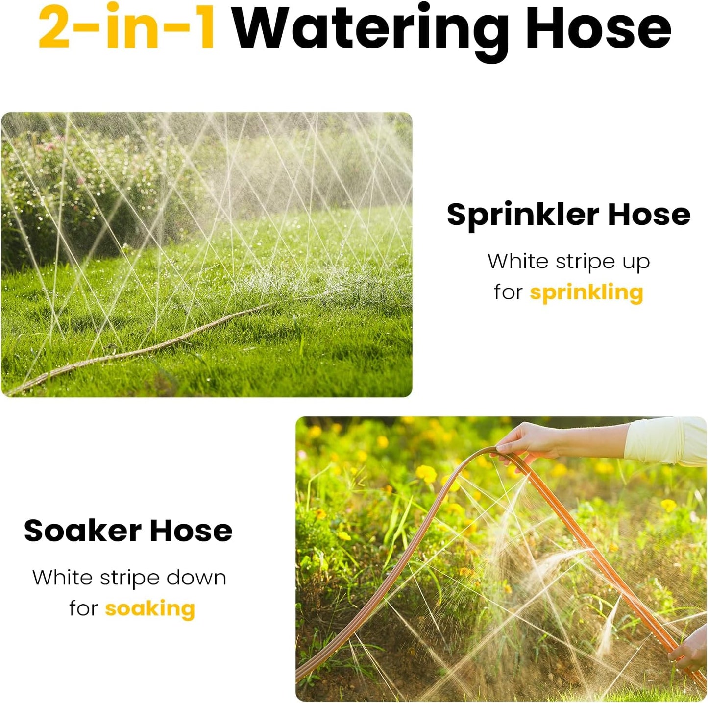 LINEX Sprinkler Soaker Hose 20 ft 2 pack for Garden, Watering Hose with Holes, High-Efficiency Sprinklers System for Lawn and Garden with Staples