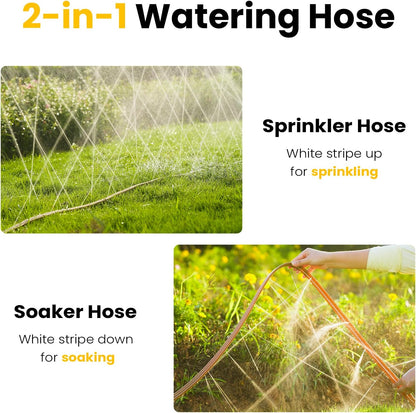 LINEX Sprinkler Soaker Hose 50 ft for Garden, Watering Hose with Holes, High-Efficiency Sprinklers System for Lawn and Garden with Staples
