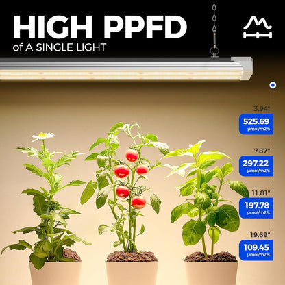 Barrina TX72 Grow Light for Indoor Plants, 4FT, 288W(4 x 72W, 2000W Equivalent), Full Spectrum with 660nm Red LEDs, High PPFD, Mechanical Timer, Linkable, Hanging Plant Lights for Greenhouse, 4 Pack