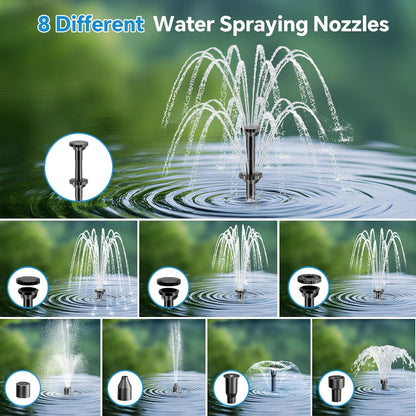 POPOSOAP Solar Fountain Pump with Pond Filter Kit Built-in 3000mAh Battery Backup, 8W Solar Water Fountain Pump, Pond Filters for Outdoor Ponds Bird Baths DIY Water Feature
