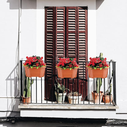 summer flower 3 Pack 9.84” Wall Hanging Planters, Railing Hanging Planters for Fence Balcony Garden Outdoor Decor, Plastic Flower Pot for Window Plant Holder (Terracotta Red)