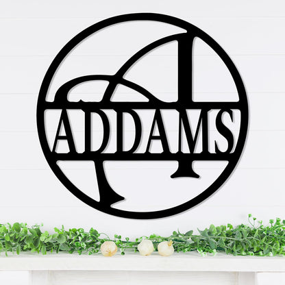 Personalized Metal Name Signs, Split Letter Monogram Wall Decor, Custom Last Name Sign, Family Name Sign for Outdoor, Personalized Wedding Gift, Garden Decor, Metal Wall Art, Housewarming Gift (MonogramDesign_3)