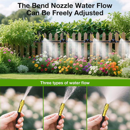 Mixc 100Ft 1/4" Drip Irrigation System,2025-Upgrade Garden Irrigation Kit with 16pcs Adjustable Copper Nozzles,Automatic Atomizing Watering System for Outdoor,Raised Bed,Potted Plant,Lawn,Greenhouse