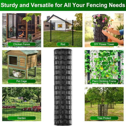Black PVC Coated Welded Wire Fence 36 Inch x 59 Foot, 2.4" x 2.4" 15GA Garden Wire Fenceing Vinyl Coated Metal Wire Mesh Roll for Yard Vegetable Plant Protection Outdoor Dogs Chicken Poultry Netting