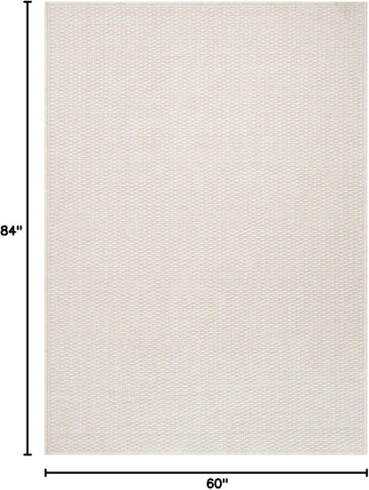 Easy Jute Rug 5x7 Indoor Outdoor Natural Rugs Solid Fiber Rug Woven Area Rug Boho Easy Clean Inside Carpet for Living Room Bedroom Dining Room Hallway or Outdoor Patio Porch (5 X 7 Bone)