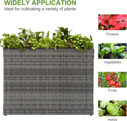 LEWIS&WAYNE Tall Planters for Outdoor Plants Handmade Wicker Large Rectangular Block Planter Box with Removable Liners Modern Planter for Indoor Outdoor Patio Deck - Gray