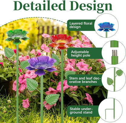 2 Pack Bee Watering Station - Flowers Butterfly Feeder, Bee Water Feeders for Outside, Metal Garden Decor, Bee Baths for Garden Yard Patio (Blue,Yellow)