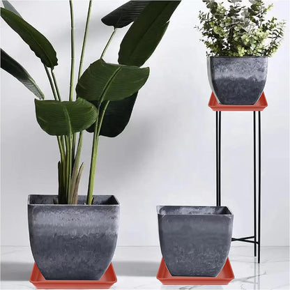 3 Pack Square Plant Saucer 20 22 Inch, Extra Large Plant Saucer, Deep Plant Trays for Pots, Planters for Indoors and Outdoors Plants, Duty Plastic Plant Water Tray (20 inch, Terracotta)