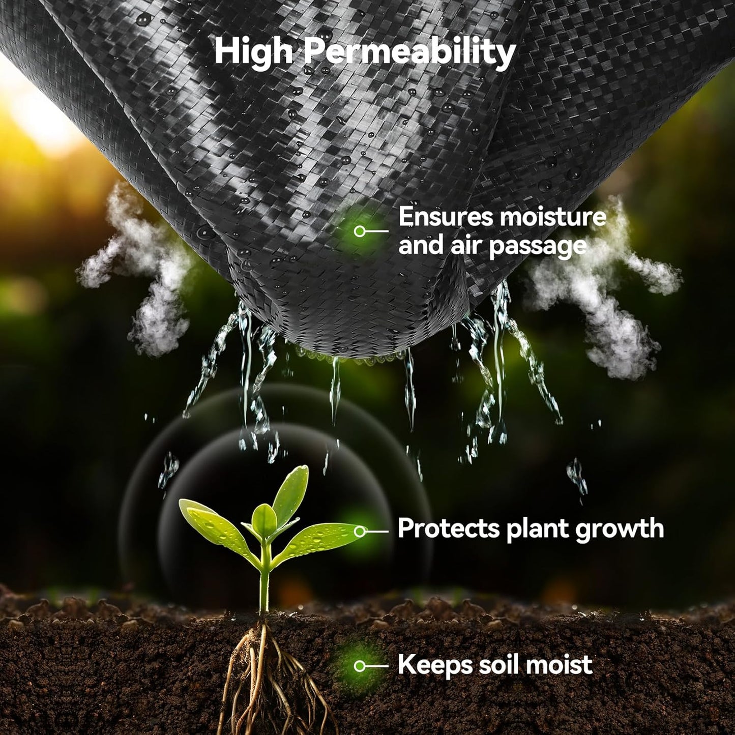 3ftx100ft Weed Barrier Landscape 3.2oz Fabric Heavy Duty, Woven Weed Control Cloth, Woven Geotextile Fabric for Underlayment, Gardening Ground, Commercial Driveway Weed Block Cover Mat