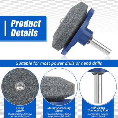 4+1PCS Lawn Mower Blade Sharpener, Universal Lawnmower Blade Sharpener Mower Sharpening Stone with 1PCS Balance Tool for Hand Drill/Power Drill (2 Single Layer + 2 Double Layer)