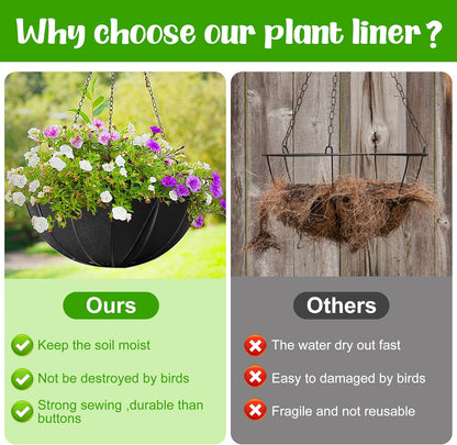 Adnee Fabric Planter Basket Liner-4pcs 12inch Felt Flower Pot Liners-Hanging Plant Basket Fiber Insert for Garden Wall Hanging Planter Flower Vegetables(Round)