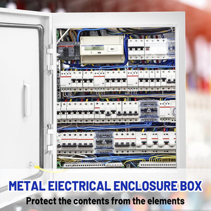 Outdoor Electrical Box 16 x 12 x 6''D NEMA 4X Enclosure Steel Box, Waterproof & Dustproof Outdoor/Indoor Lockable Electrical Junction Box, with Mounting Plate