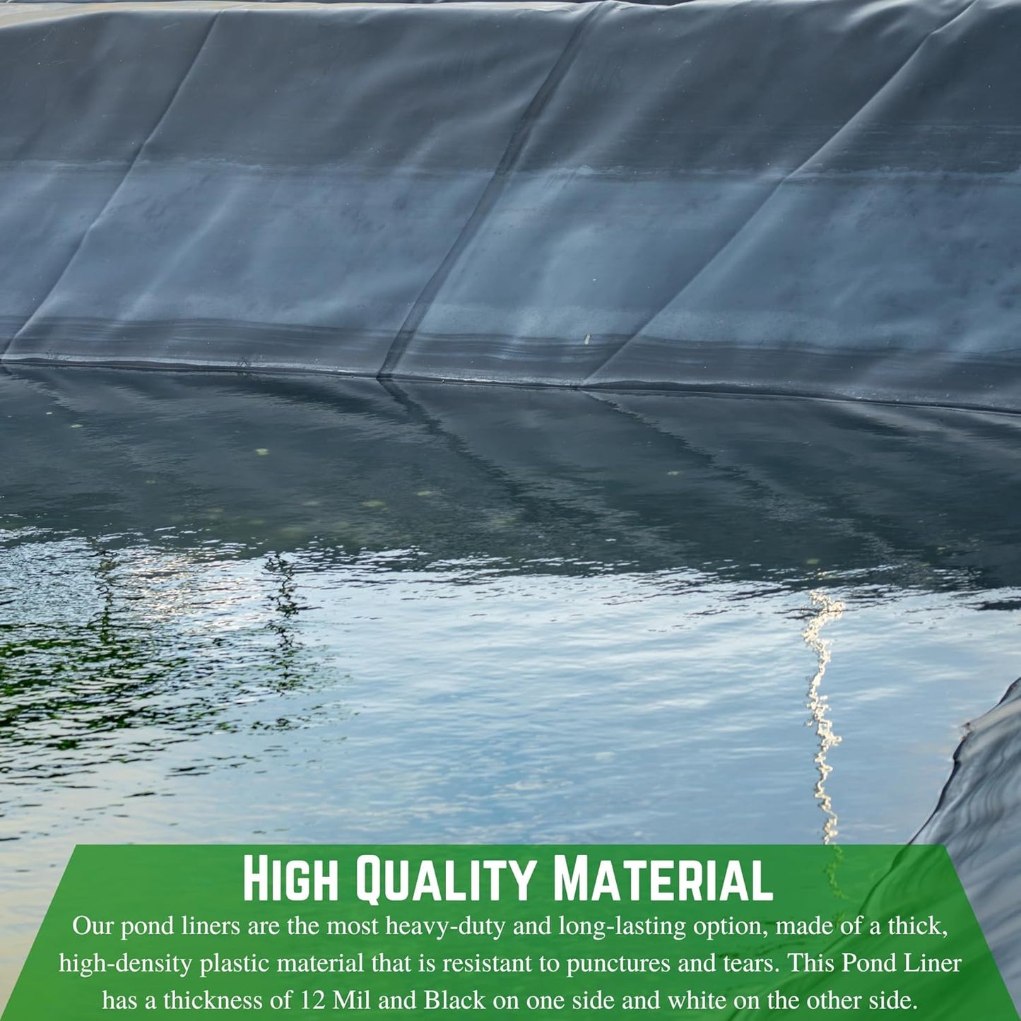 Farm Plastic Supply - 12 Mil String Reinforced Black/White Pond Liner - 12 Mil Fish Pond Liner, Pond Liners for Outdoor Ponds, Koi Ponds, Garden Fountain, Containment Liner (6' x 15')
