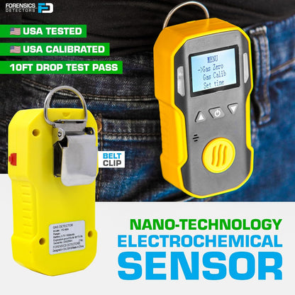 Benzene Detector (C6H6) by Forensics | USA NIST Calibration & Certificate | Dust & Explosion Proof | USB Recharge | Sound, Light and Vibration Alarms | 0-20 ppm |