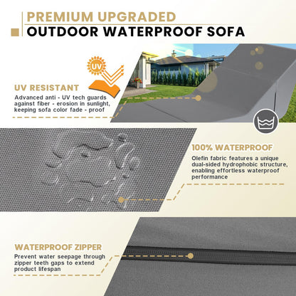 jela Outdoor Chaise Lounge, Waterproof Folding Sofa Bed Lounge Chair, UV Resistant Folding Lounge Chair with Machine Washable Cover, Soft Foam Patio Sofa Chairs Pool Lounge Chaise Chairs (Darkgrey)