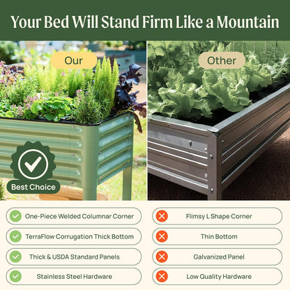 Elevated Raised Garden Bed-V Series, 2' x 6' Garden Beds with Legs & Storage Rack for Patio Porch, 1000 Lbs Weight Capacity, Outdoor Planter Boxes for Gardening Herbs Vegetables Flowers, Olive Green