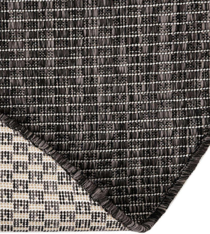 Unique Loom Collection Casual Transitional Solid Heathered Indoor/Outdoor Flatweave Area Rug (3' 1" x 6' 1" Hearth, Black/Ivory)