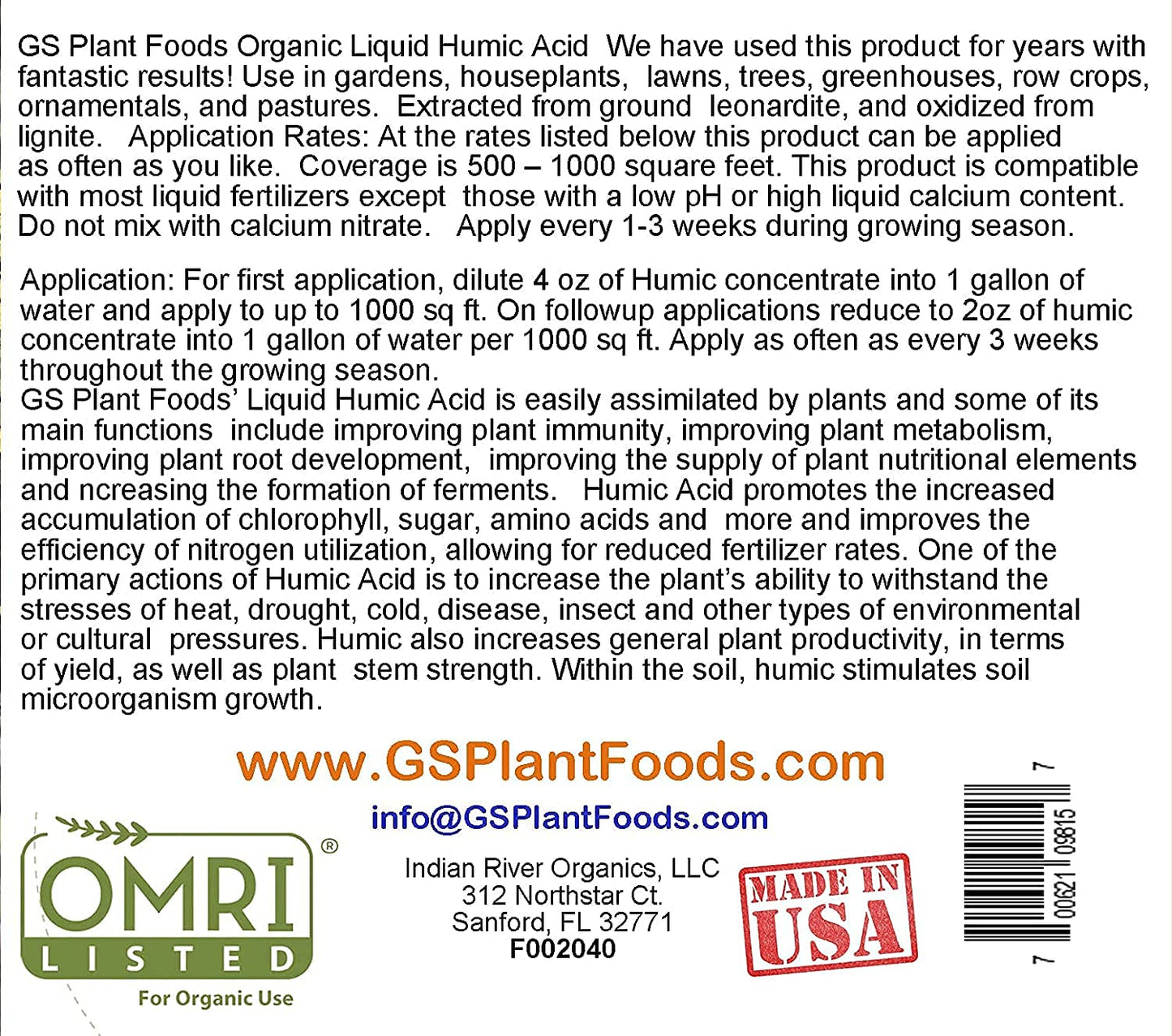 Humic Acid - Organic Liquid Humic Concentrate with Fulvic Acid - (275 Gallon Drum) - Multi-Purpose Soil Conditioner - Suitable for Gardens, Lawns, Houseplants & Trees