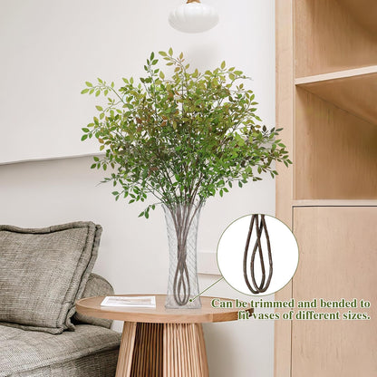 Dremisland Artificial Plant 43.3 Inch Artificial Bamboo Plant Branch 2 Pcs Artificial Green Stems Lucky Bamboo Plants Fake Shrubs Plants Autumn Bushes for Home Office Garden Decor (Yellow Green)