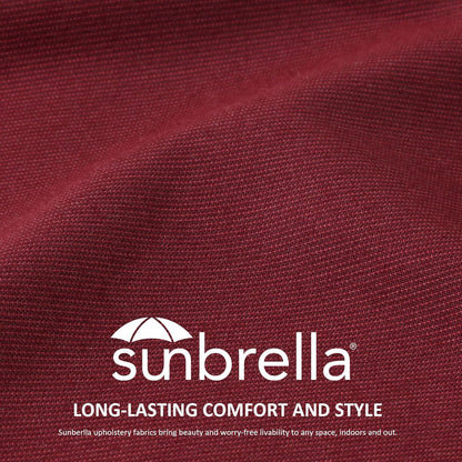 Sunbrella Square Corner Seat Cushions, 19" x 19" x 3", Set of 4, Indoor Outdoor Water Repellent Universal Chair Pads with Ties for Patio Furniture, Garden Dining Chairs, Spectrum Ruby
