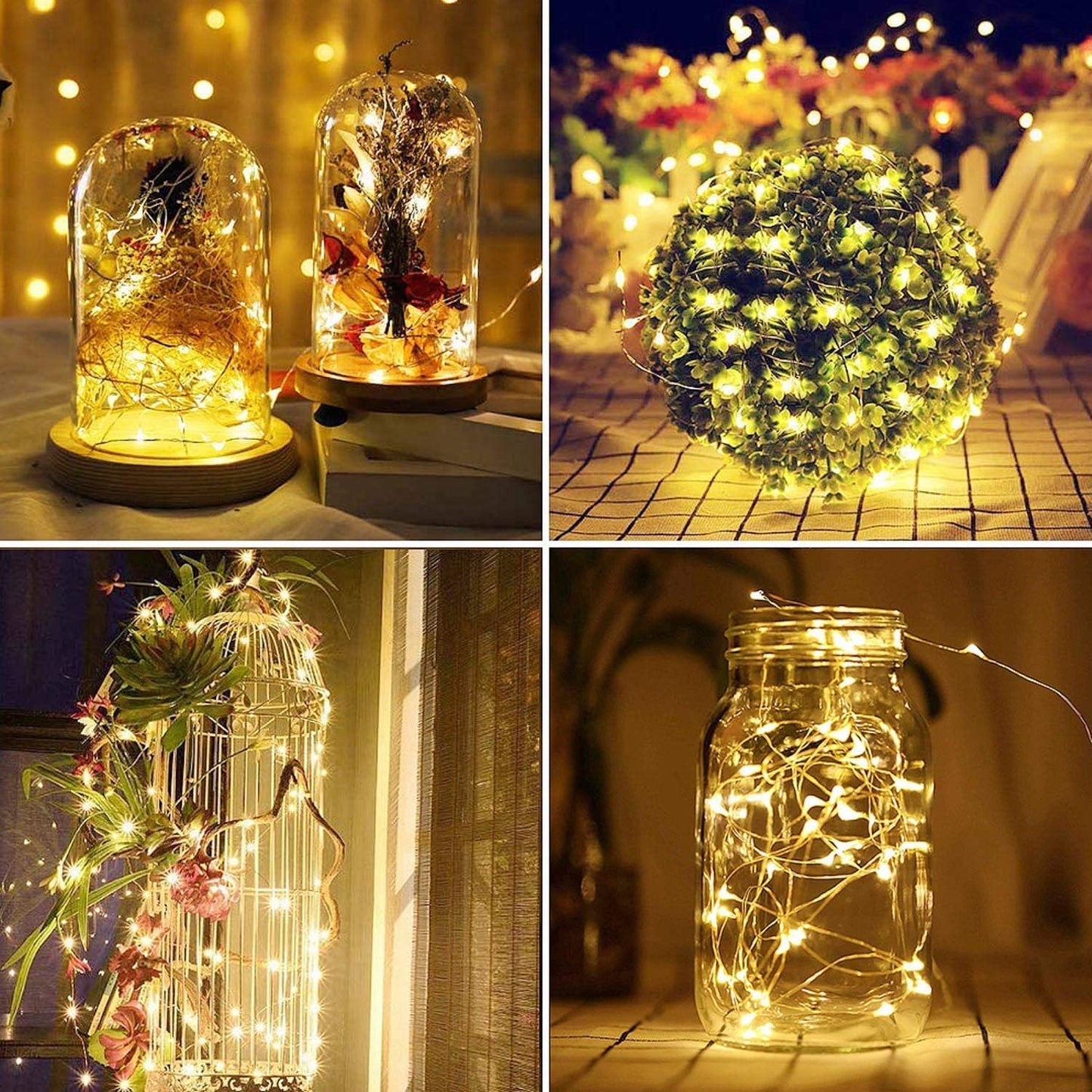2 Pack Total 200 LED 66FT Solar Powered Copper Wire String Lights Outdoor, Waterproof, 8 Modes Fairy Lights for Garden, Patio, Party, Yard, Christmas (Warm White)