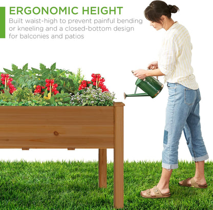 Best Choice Products 48 x 24 x 30 Inches Raised Garden Bed, Elevated Wood Planter Box Stand for Backyard, Patio, Balcony with Bed Liner, 200 Pound Capacity - Acorn Brown