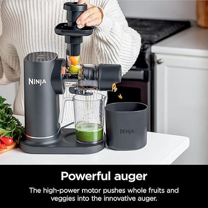 Ninja NeverClog Cold Press Juicer, Powerful Slow Juicer with Total Pulp Control, Countertop, Electric, 2 Pulp Functions, Dishwasher Safe, 2nd Generation, Charcoal, JC151