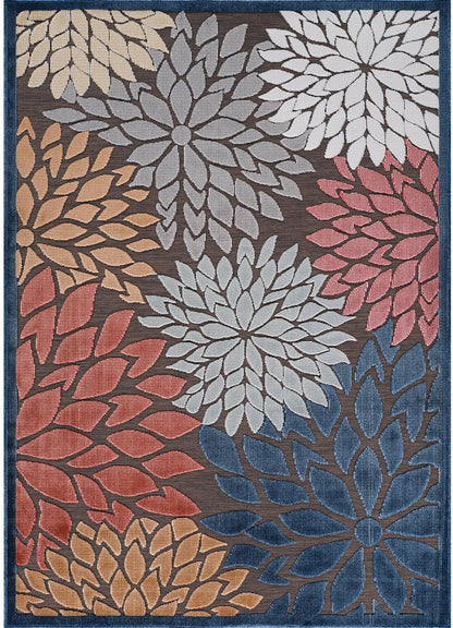 Beverly Rug Outdoor Rug 6x9 Modern Floral Tropical Area Rugs for Indoor and Outdoor Patio Easy to Clean Non Shedding Living Room Porch Garden Washable Outside Carpet (6 x 9 Brown)