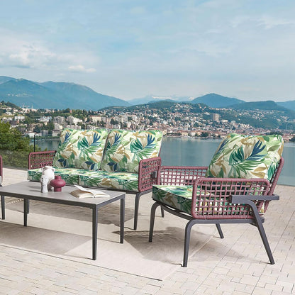 LVTXIII Outdoor Deep Seat Cushion Patio Seat and Back Cushion Set Seasonal Chair Cushion with Removable Cover and Adjustable Buckle for Home and Garden, 22"x22"x4", Lush Leaf Green