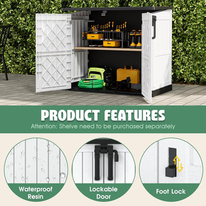 Outdoor Storage Cabinet 36 Cu Ft with Lockable Doors, Portable Horizontal Resin Storage Shed -Easy to Assemble, Waterproof Outdoor Storage Box for Backyards,Patios