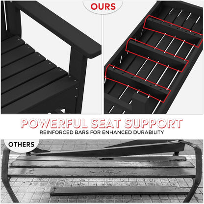 Garden Bench, Farmhouse Park Front Porch for Entryway Bench Outdoor Seating Low Bench Patio Bench Outside/Indoor, Black
